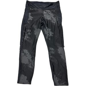 Under Armour Leggings Pants Women Size L Black Gray Pockets Athleisure Running